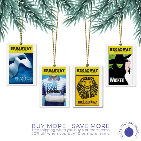 Broadway Program Ornament – Choose Your Musical | Playbill Style Theater Ornament | Musical Theatre Gift | Broadway Fan Christmas Ornament