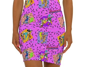 Vintage Disney Mousercise Women's Mini Skirt (1980s Disney Channel classic featuring your favorite characters Mickey, Minnie, and more)