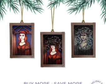 Haunted Mansion Transforming Medusa Portrait Halloween Ornaments-Set of (3) (Disney)