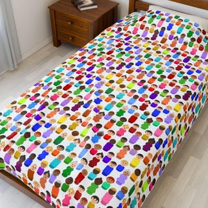 Fisher Price Little People Velveteen Plush Blanket (featuring the classic and iconic toys from the 1980s)