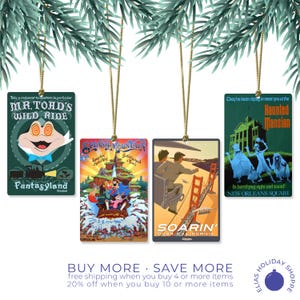 Disneyland Attraction Poster Ornaments – Vintage Ride Decor, Theme Park Fan Gift