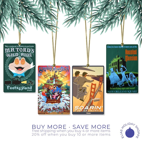 Disneyland Attraction Poster Ornaments, Vintage Disney Parks Christmas Decoration, Retro Magic Kingdom Keepsake, Custom Souvenir Gift