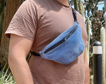Cord light blue bum bag - hannisch