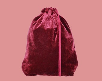 Cotton-Velvet Bordeaux Gym Bag - hannisch