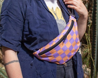 Karo Purple Orange Fanny Pack - hannisch