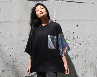 Unisex Oversized Shirt Holographic Sleeve- hannisch