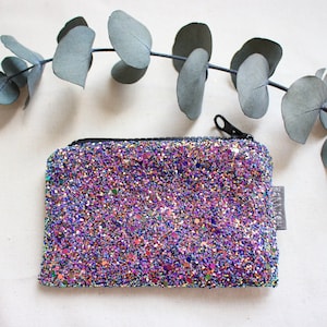 Carteira pequena Holo Glitter Violet Green - hannisch