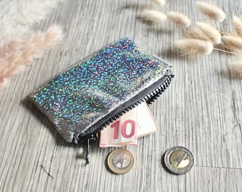 Cartera pequeña negra con purpurina holográfica - hannisch