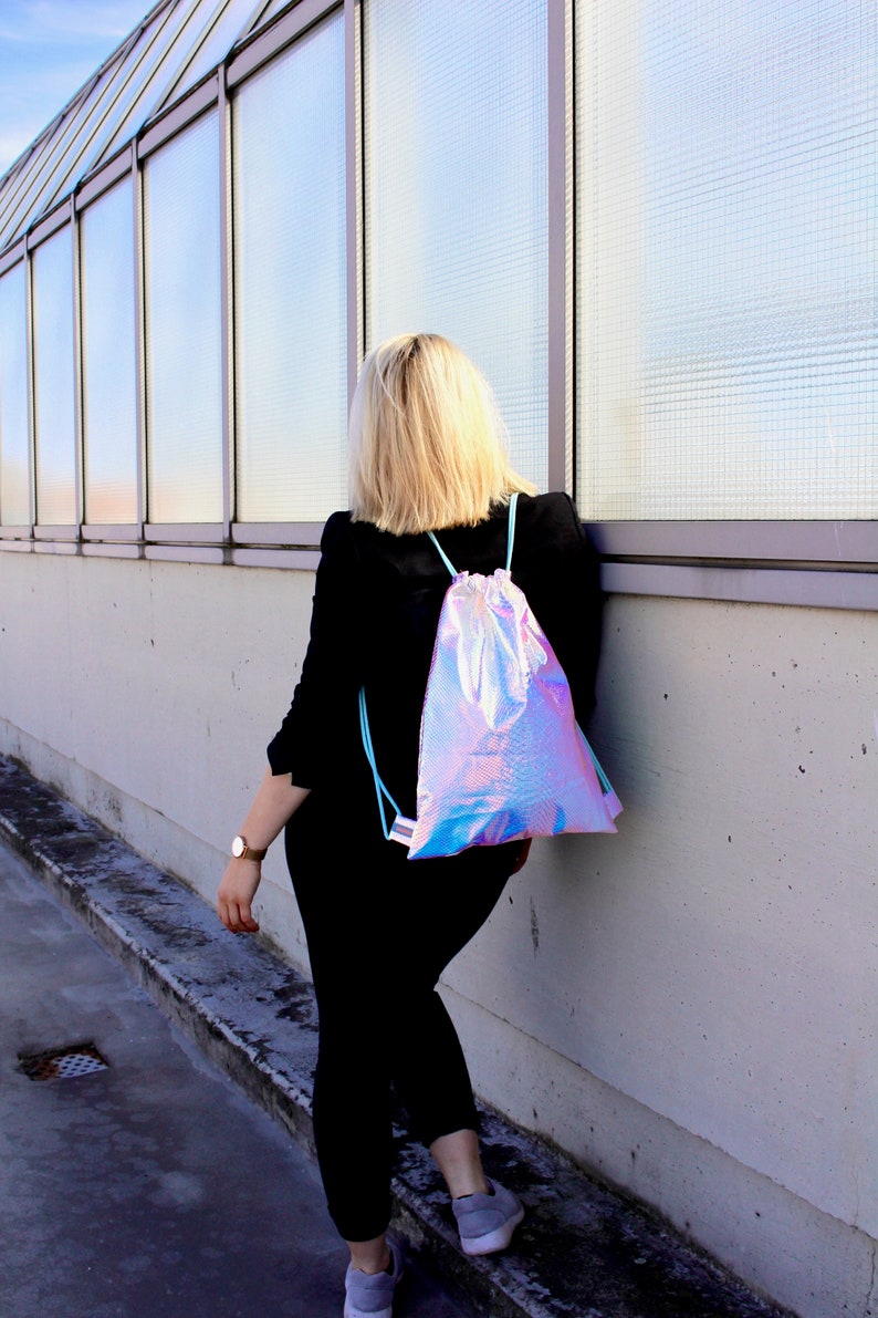 GROß Schlangen Holographic Rosa Gym Bag hannisch Bild 6