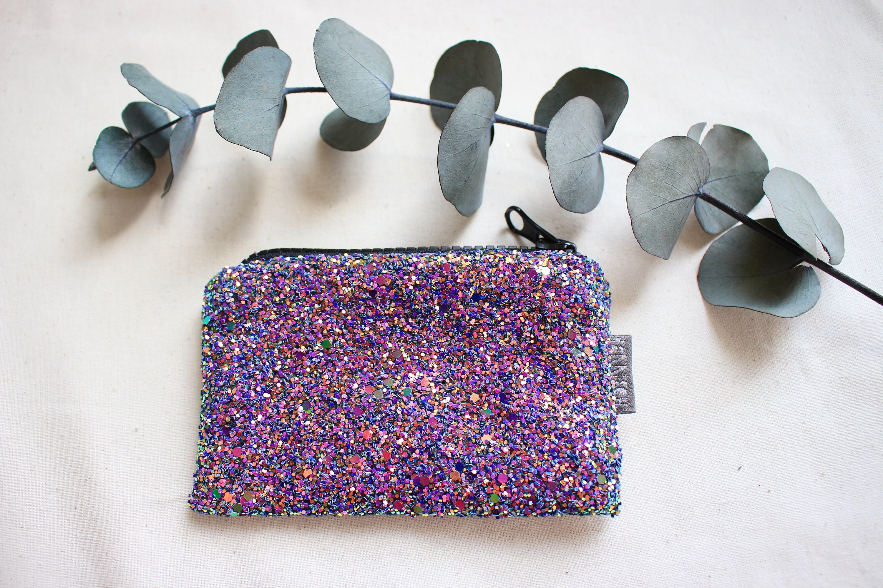Holographic Glitter Violet Green Small Purse- hannisch, image size:3000x2000