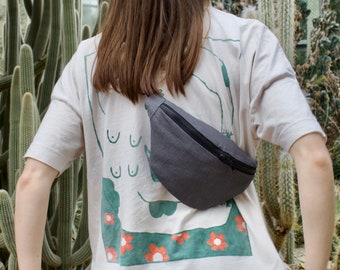 Linen gray bum bag - hannisch