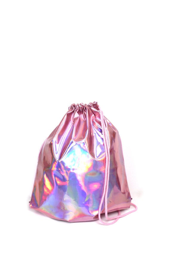 LARGE Holographic Laser Leather Light Pink Gym Bag Hannisch Etsy