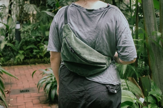 Samt Grüngrau Bauchtasche hannisch