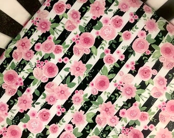 black rose crib sheet
