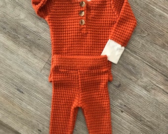 waffle knit baby romper