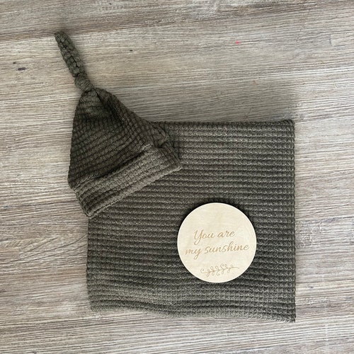 Swaddle Set Baby Boy Blanket and Top Knot Hat Stretchy Etsy