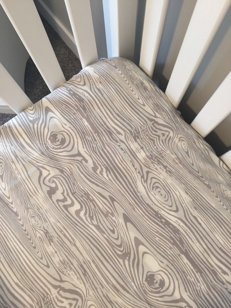 Woodgrain fitted crib sheet Gray and white bedding Etsy