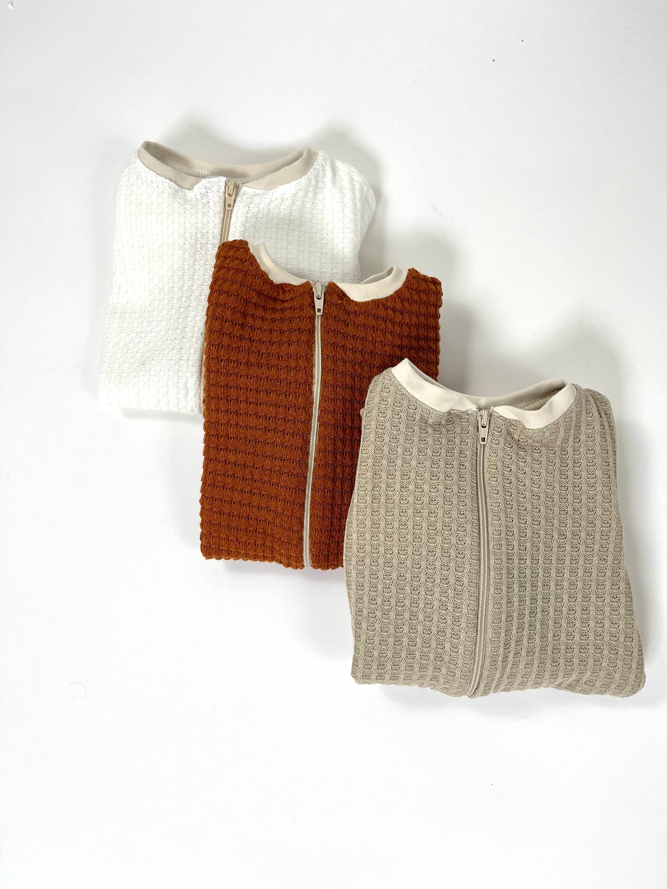 Gender neutral waffle zip footie waffle zip up sleeper Etsy