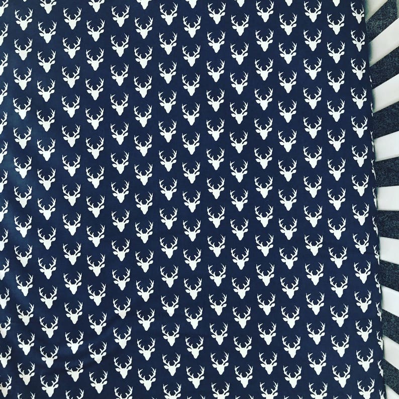 Home Living Fitted Sheets Navy Blue Buck Head Crib Sheet And White Deer Tribal Baby Bedding Forest Woodland Home Living Fitted Sheets Navy Blue, Blue Deer Head Baby Bedding