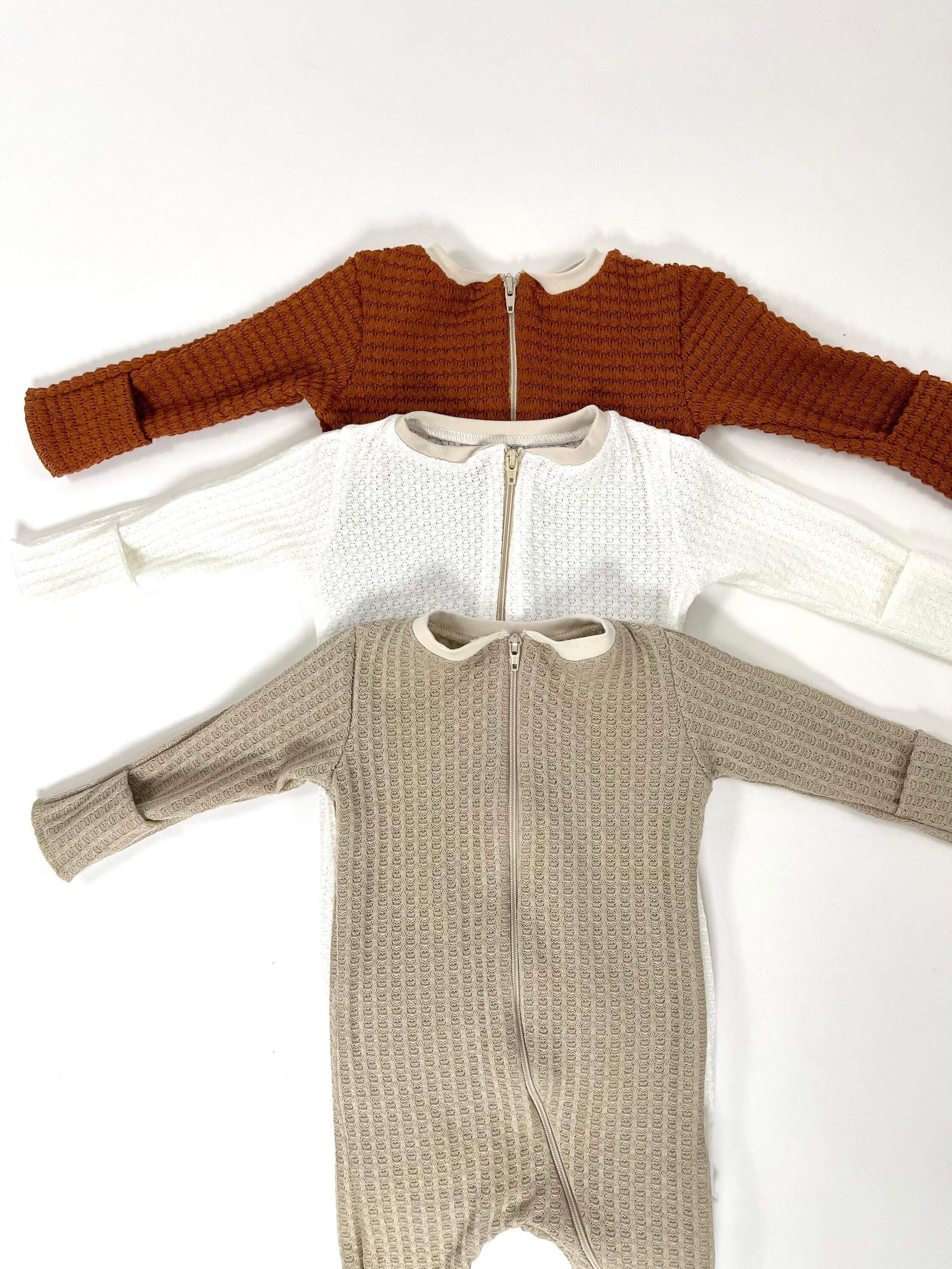 Gender neutral waffle zip footie waffle zip up sleeper Etsy