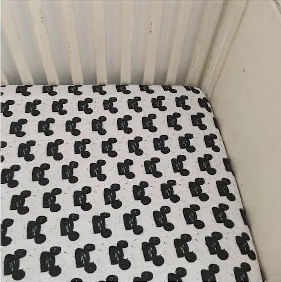 Mickey Mouse Organic Crib Sheet Black And White Fitted Crib Etsy