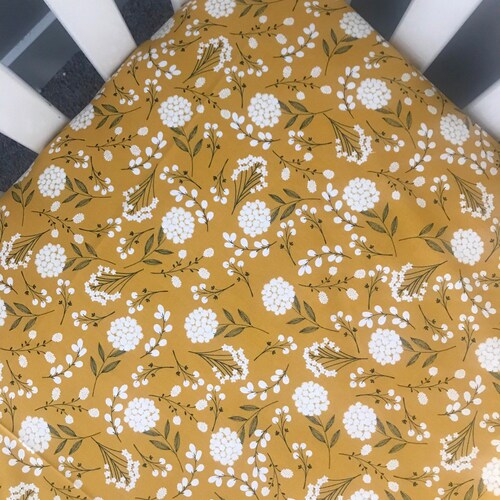 Mustard Floral Crib Sheet Baby Girl /fitted Crib Etsy