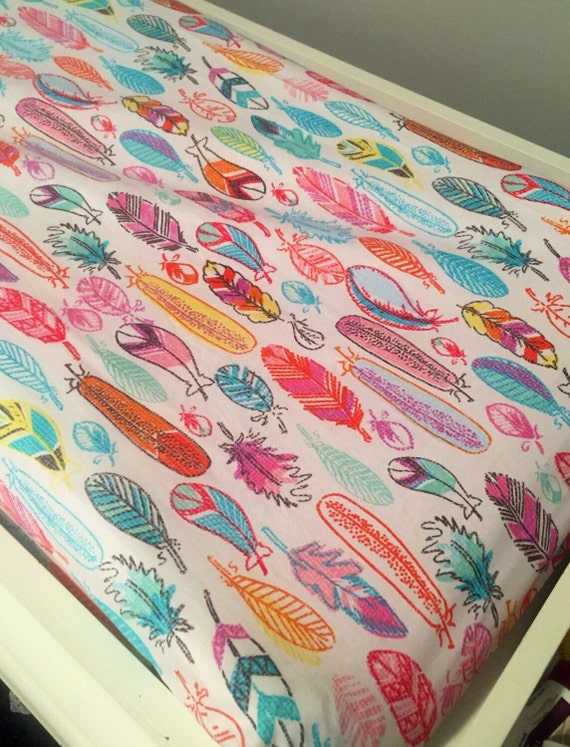 Items similar to Feathers changing pad cover colorful feathers