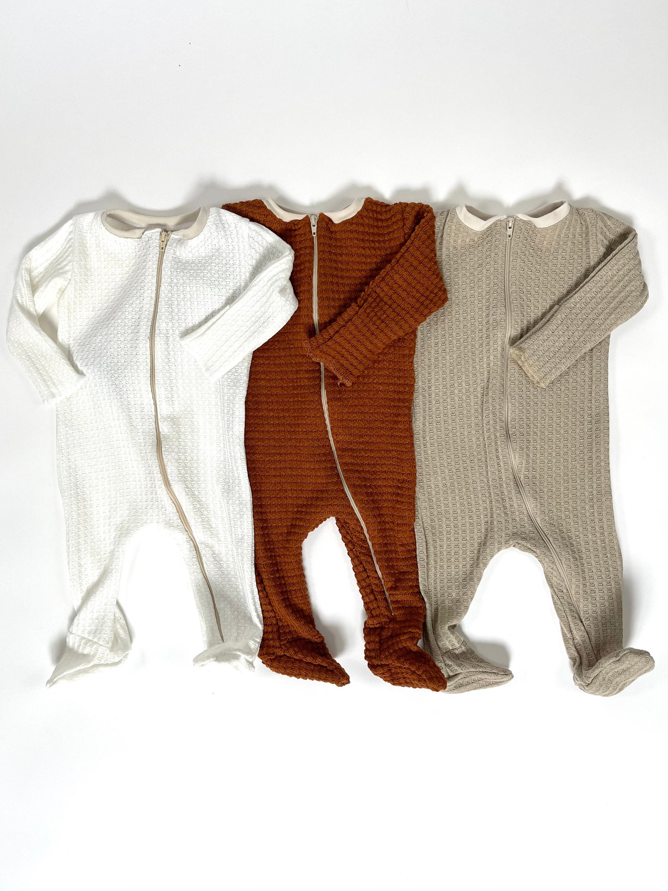 Gender neutral waffle zip footie waffle zip up sleeper Etsy