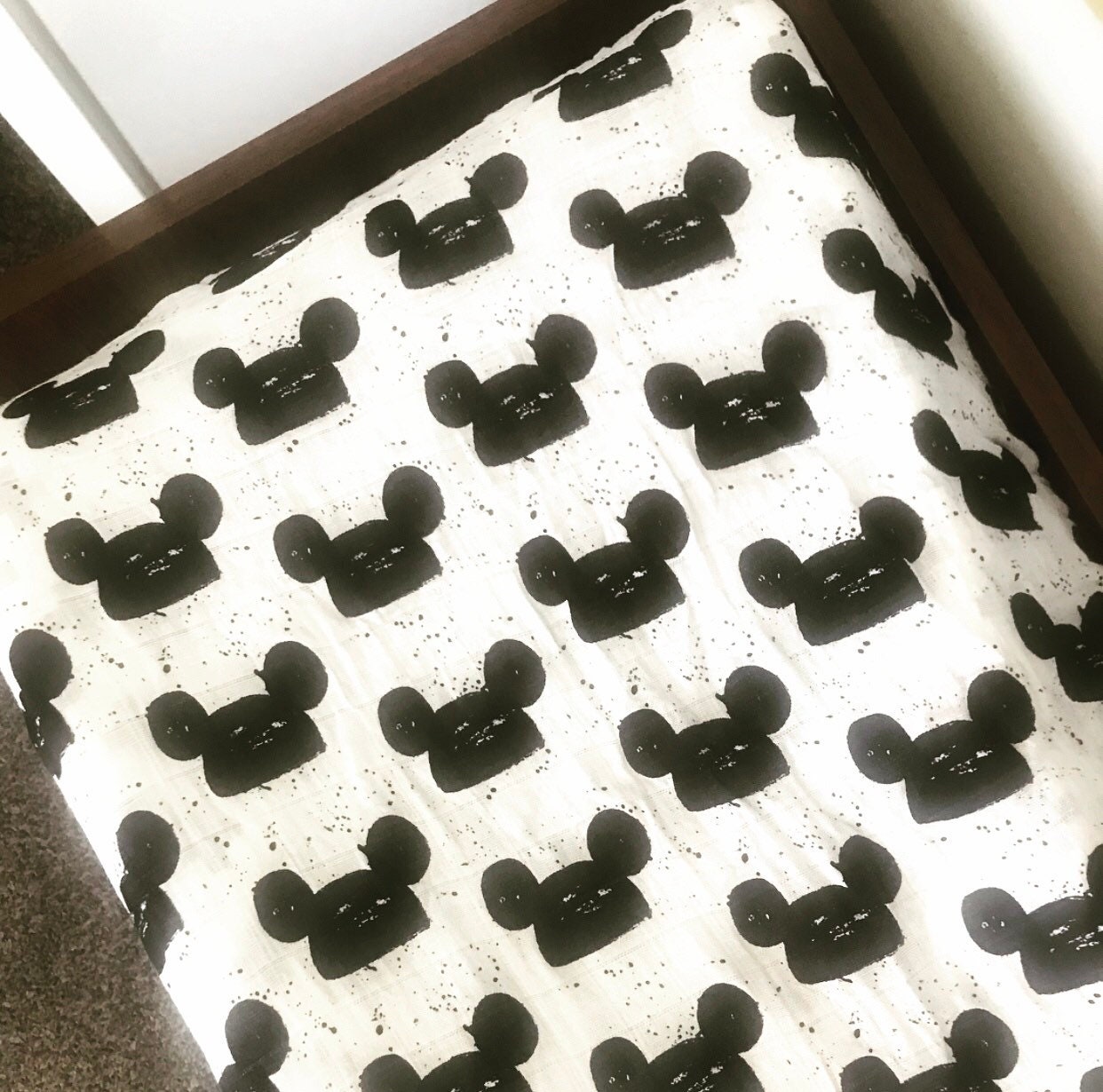 Mickey Mouse Changing Pad Cover Disney Bedding Monochrome Etsy