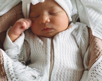 Red white /& blue striped pants with pure white sleepy cap Newborn pants with sleep hat Gender neutral newborn photography clothing set