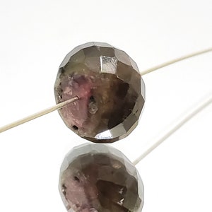 Natural Watermelon Tourmaline Faceted Rondelle Bead 12mm x 6.8mm, Single Rondelle Bead 8.5cts., Hand Faceted, Pendant Bead, Rubellite Pink,