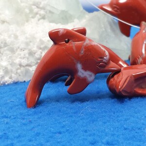 Red Jasper Hand Carved Dolphin Beads, Around 33mm x 20mm x 9mm Natural Untreated Red Jasper 4-6 Grams