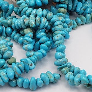 Sleeping Beauty Turquoise Center Drilled Pebble Beads 19 In. Strand Natural Blue Turquoise From The Sleeping Beauty Mine Arizona, AA Quality