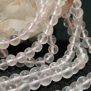 Rose Quartz Smooth Round Beads 14 In. Strand, 6mm, Pink Round Beads, Gemstone Bead Strand, Natural Stone Beads, Quartz Beads