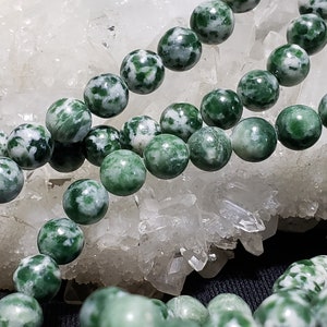 Natural Tree Agate 6mm Round Beads 15 In. Strand, Genuine Agate, Mossy Green Stone Beads, White And Green Tree Agate 6mm Round Beads,