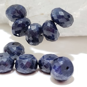 4ct. Natural Blue Sapphire Faceted Rondelle Bead Around 8.3mm x 5.9mm, Quality Natural Untreated Blue Sapphire Genuine Corundum Rondelle