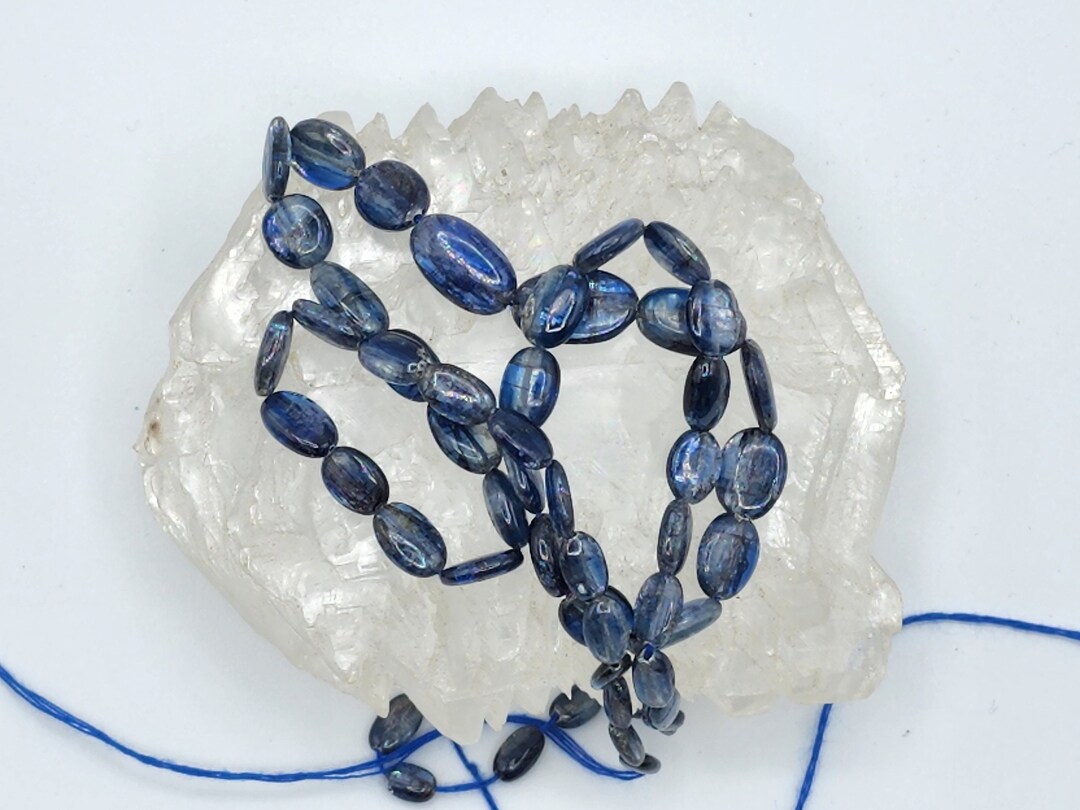 Natural Blue Kyanite Gemstone Oval Flatback Spacer Beads - 10x14mm For Jewelry Making By GEM-inside - View #3