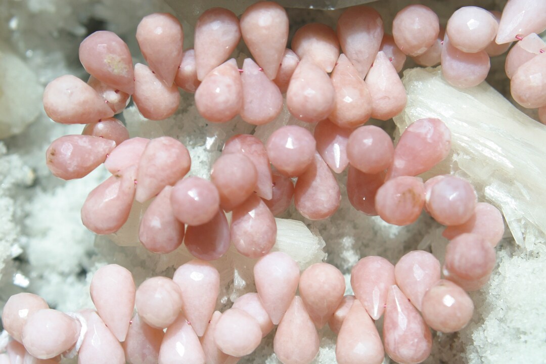 Ópalo peruano rosa facetado gota cuenta 9 in. strand, rosa andino ...