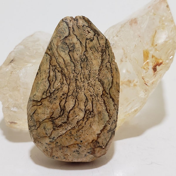 16.5 Gram Picture Jasper Faceted Freeform Nugget Bead 44.1mm x 26.6mm x 10.9mm Mined In The United States Top Grade Untreated Jasper Nugget