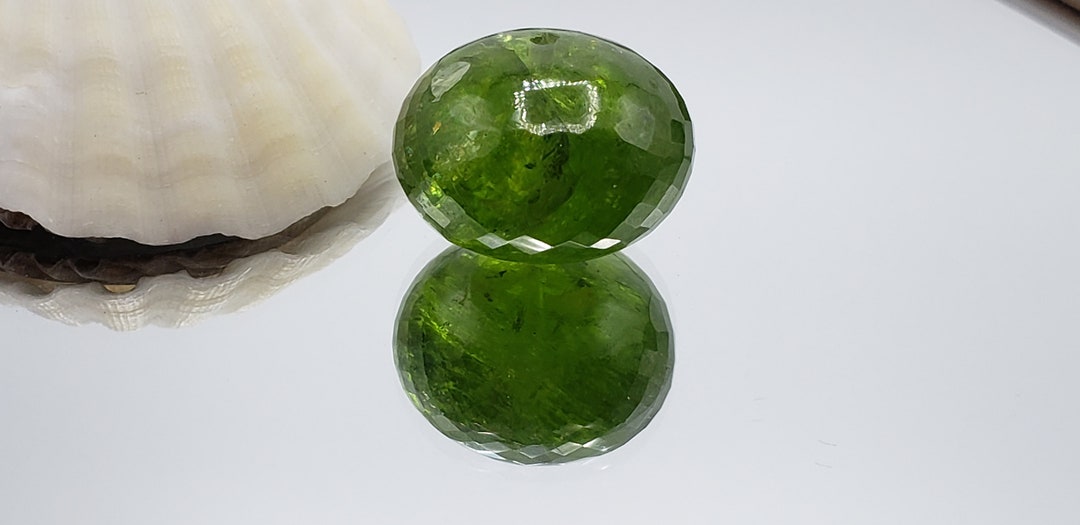 Extra Large 64.5ct. Hand Faceted Peridot Rondelle Bead 21.7mm X 15.8mm ...
