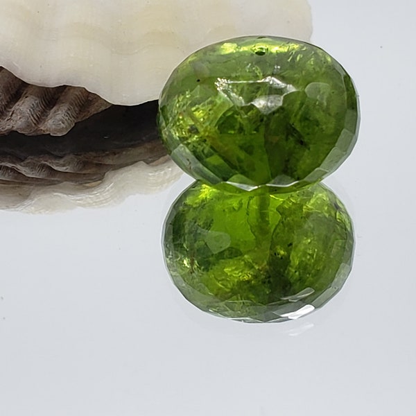 Extra Large 25ct. Hand Faceted Peridot Rondelle Bead 15.8mm x 10.5mm Rare Size Peridot Gemstone, Natural Green Olivine, Mined In Pakistan