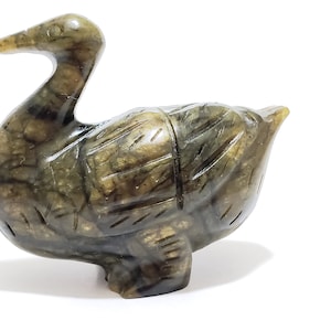 Hand Carved Jade Duck Collectors Specimen, Decorative Great For Duck Lover, Handmade Duck Sculpture, Hand Carved Natural Green Jade
