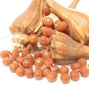 Red Aventurine Faceted Drop Beads, 8 in. Strand, Natural Red Stone Aventurine, Quality Faceted Beads
