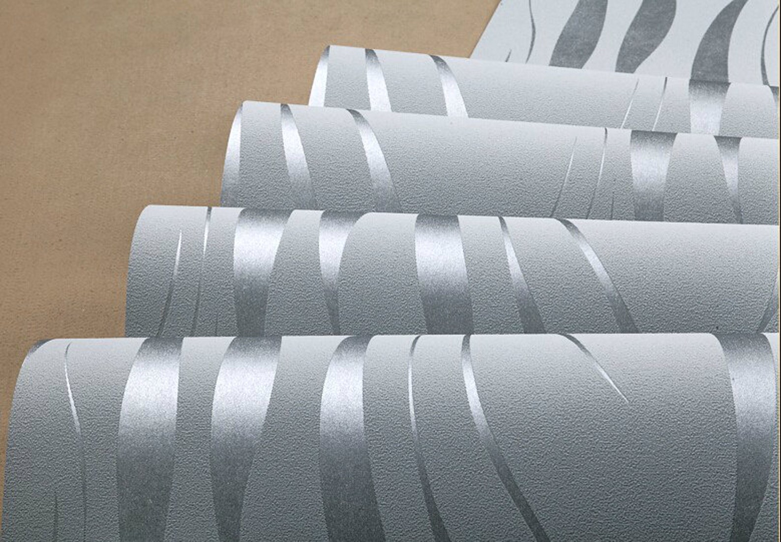 Silver Grey Modern Wave Wallpaper Etsy