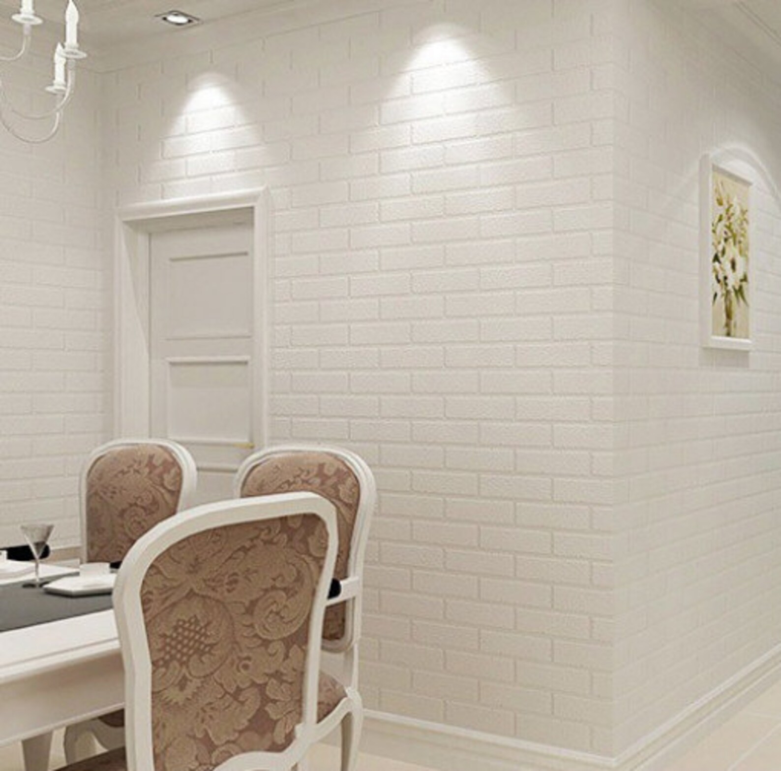 3D Faux White Stone Brick Wallpaper Etsy