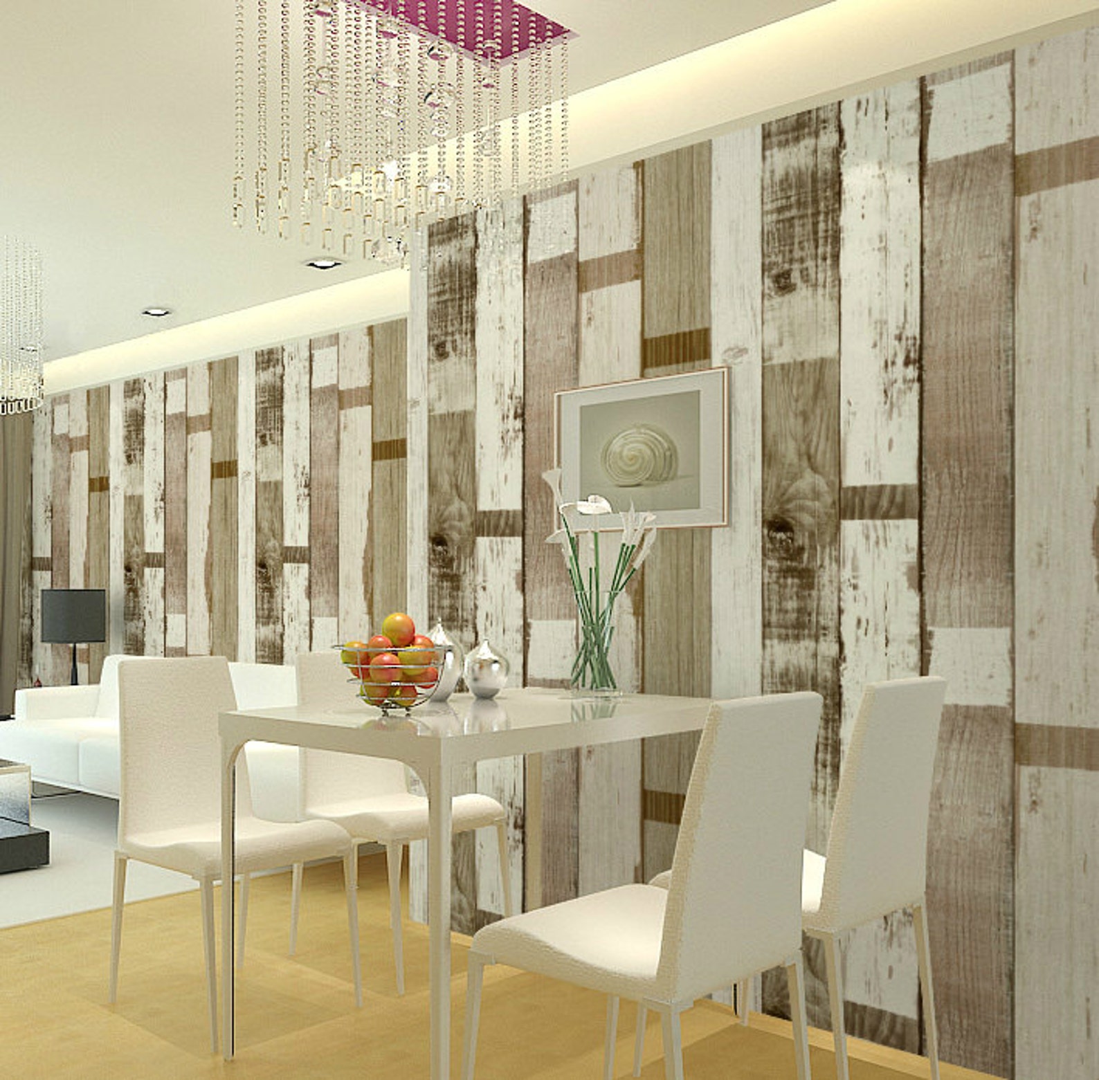 Beige Faux Wood Panels Wallpaper Etsy