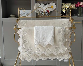 Stylish Lace Bathroom Set, Luxury Home Bath Mat, Bathroom Rug, Modern Bathroom Rug, Bathroom Accessories, Bath Mat Set, 2 Bath Mats