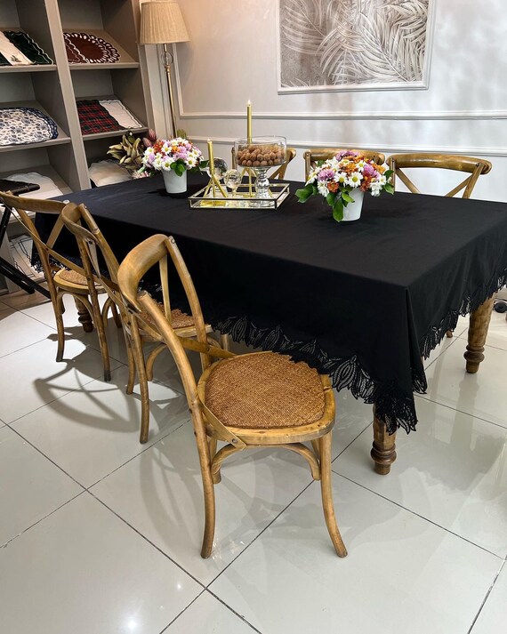 Black Lace Tablecloth Etsy