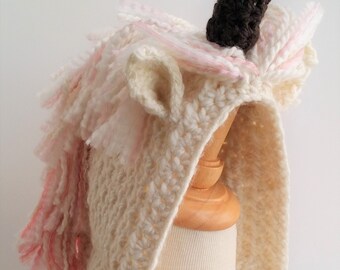 Hand Crocheted Unicorn Hood