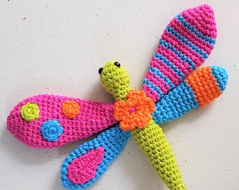 Hand Crocheted Dinah the Dragonfly Toy | Crib Toy | Crochet Toy